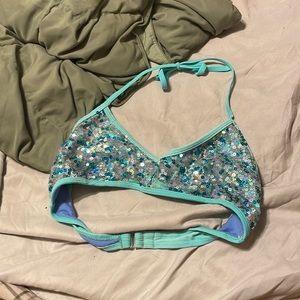 Kids light blue sequins swimsuit top
